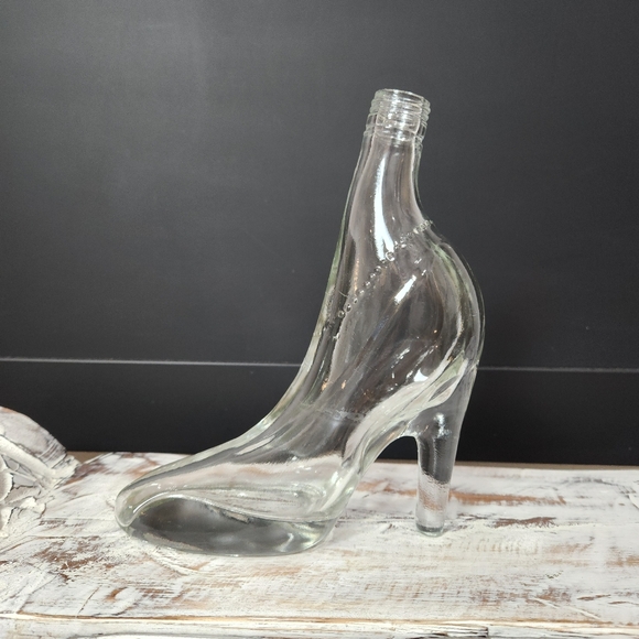 Vintage Glass Bottle Stiletto Clear High Heel Shoe Bottle - Picture 2 of 7